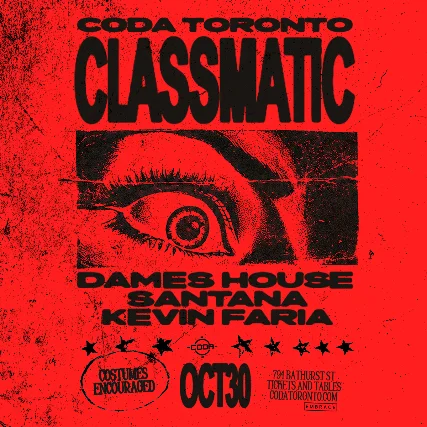 Event artwork: Classmatic — CODA — Toronto — 30 October 2026