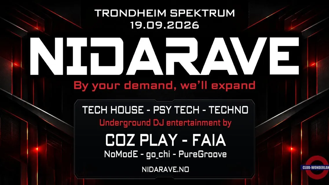 Event artwork: NIDARAVE 2026 — Trondheim Spektrum Hall F — Trondheim — 19 September 2026