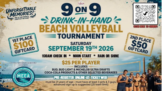 Event artwork: 9-ON-9 DRINK IN HAND TOURNAMENT SEPTEMBER 19TH 2026 — Sideouts Sports Tavern — Island Lake — 19 September 2026
