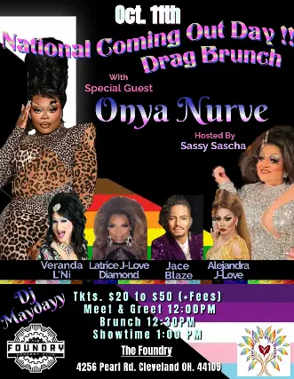 Event artwork: NATIONAL COMING OUT DAY DRAG BRUNCH! — The Foundry — Cleveland — 11 October 2026