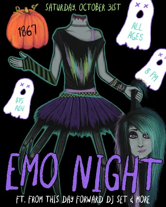 Event artwork: EMO NIGHT (Lincoln) — 1867 Bar — Lincoln — 31 October 2026