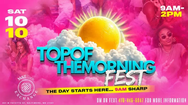 Event artwork: Top of the Morning — M&T Bank Exchange — Baltimore — 10 October 2026